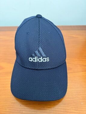 Adidas A-Flex Fitted Baseball Cap Blue L/XL Breathable Embroidered Hat